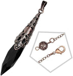 mookaitedecor Natural Black Obsidian Crystal Pendulum for Divination Dowsing, Facted Stone Pointed Pendant Pendulum for Reiki Balancing Wicca Meditation