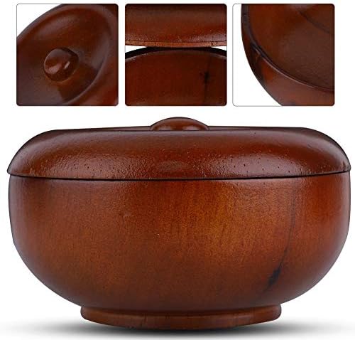 Wood Shaving Bowl, Rubber Wood Shaving Soap Cream Bowl Men Foaming with Cover