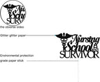 Nursing School Survivor Cake Topper,Class of 2025 Nurse Graduation Cake Decor,Congrats Nurse,Nursing School Graduation Party Decoration Supplies Black