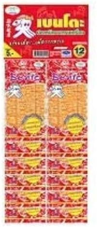Dried Squid Seafood Pack of 12, Bento Squid Seafood Snack Sweet and Spicy Flavoured - Dried Squid (6g.x12 Bags))
