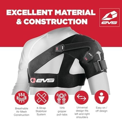EVS SPORTS SB03 Shoulder Brace For Men | Superior Compression & Adjustable Breathable Support for Rotator Cuff & Past Shoulder Injuries | Extra Large