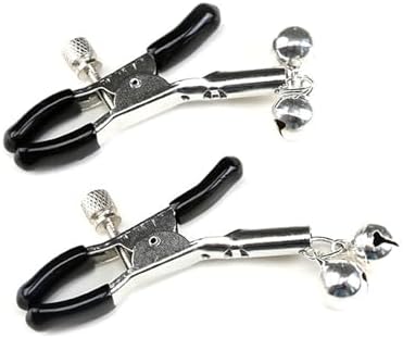 Nipple Clamps for Women Two Bells Pendant Nipple Clips Adjustable Body Clamps Non-Piercing Body Jewelry (Silver)