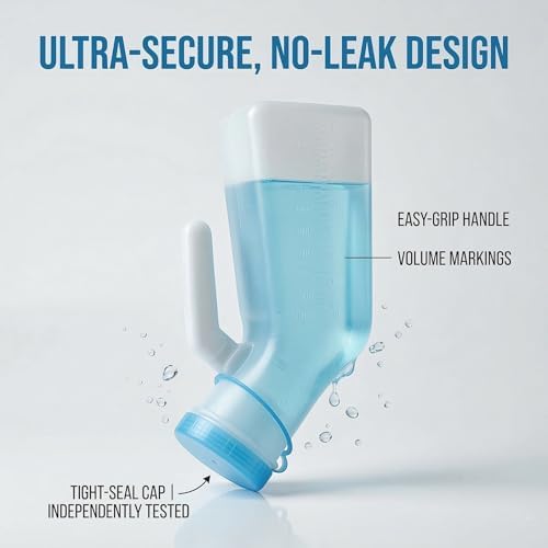 Urinals for Men with Professional Cleaning Brush, 1000ml Standard Capacity Urine Bottles for Men, Reliable Pee Bottles for Men, Durable Male Urinal for Seniors, Portable Large Urine Bottle