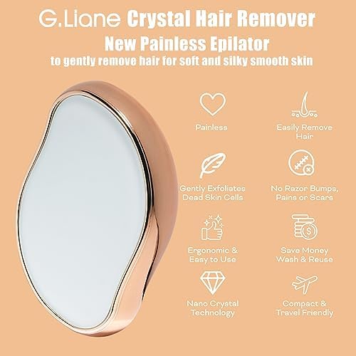 Crystal Hair Eraser,Crystal Hair Remover and Exfoliator,Nano Glass Hair Remover Stone,Reusable Painless Physical Hair Removal Depilator for Men Women Quick Soft Silky Skin (Gold)