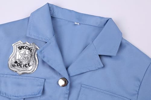 Koatobbor Girls Police Officer Costume Kids Cop Cosplay Outfits Uniform for Halloween Dress Up