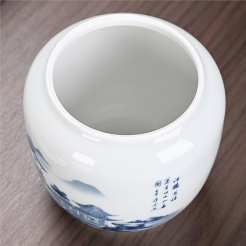 Airtight Tea Container Blue and White Porcelain Bulk Tea Storage Container Jar Household Large Sealed Set Single Ceramic Tea Caddy