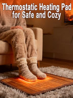 19.7x21.7in Heated Floor Mat - Foot Warmer Under Desk, 110V Electric Heating Pad with 3 Timers & 10 Adjustable Temperatures for Winter Home Office (Brown)