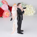 Wedding Cake Topper, Funny Bride Groom Hold Gun wedding Couple Figurines, Wedding and Engagement Wedding Party Decorations Gifts (Bride Groom With Gun)