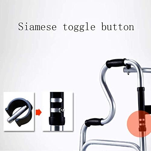 Zimmer Frame with Wheels Folding Lightweight Mobility Walking Aid (Color : Silver)