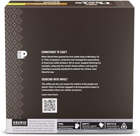 Peet's Coffee, Dark Roast Decaf Single Serve Coffee Pods, 100% Arabica Coffee - Decaf House Blend 32 Count (1 Box of 32 Pods)