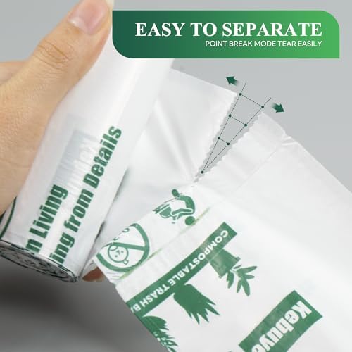 Small Trash Bags 1.2 Gallon, Biodegradable Gallon Waste Bag, Mini Compostable Strong Bathroom Wastebasket Can Liners Garbage Bags for Home Office Kitchen Fit 5 Liter 5L, 1 Gal, White 120 Pcs