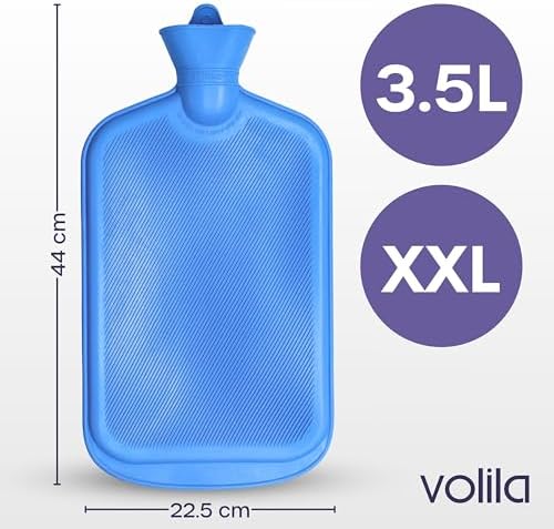 Hot Water Bottle with Cover XXX Large - 3.5L Blue Hot Water Bag for Pain Relief - 118Fl Oz Extra Large Washable Soft Faux Fur, Big Hot Water Pack for Sore Muscles, Period Cramps, Hot and Cold Compress