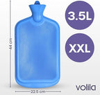 Hot Water Bottle with Cover XXX Large - 3.5L Blue Hot Water Bag for Pain Relief - 118Fl Oz Extra Large Washable Soft Faux Fur, Big Hot Water Pack for Sore Muscles, Period Cramps, Hot and Cold Compress