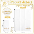 50PCS Gold Napkins Disposable - White and Gold Paper Napkins - Cloth-Like Feel Dinner Paper - Elegant Heavy Duty Hand Towels for Bathroom Party Bridal Decorative Reception
