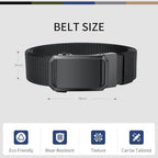 Mens Belt, Running Work Belts for Men, Holeless Adjustable Canvas Web Belts, Casual Dress Business Belt