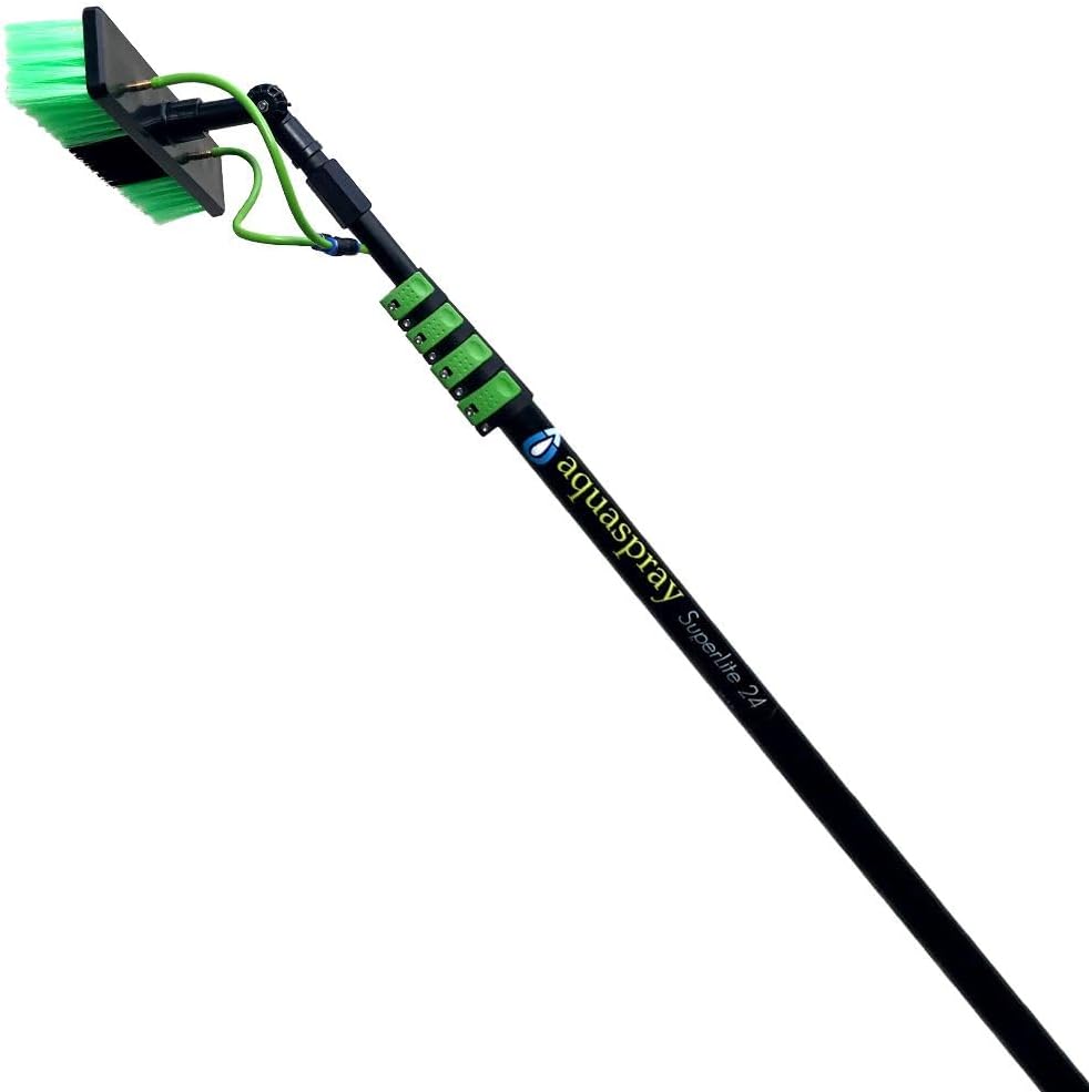 AquaSpray Superlite Aluminum Water Fed Pole Kit Lightweight 24 Feet - Outdoor Window Cleaner Window Glass Solar Panel Cleaning System, Washing Equipment Tool Solution: Hose Spray Washer