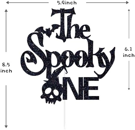 Black Glitter the Spooky One Cake Topper, Spooky One/A Little Boo is One/Boo One, Halloween Boo Themed Baby's Birthday 1st Birthday Baby Shower Party Decorations