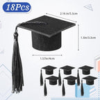 Geiserailie 18 Pcs 2026 Mini Graduation Caps with Tassel Graduation Wine Bottle Topper Bachelor Hat Shaped Party Decor