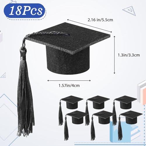 Geiserailie 18 Pcs 2026 Mini Graduation Caps with Tassel Graduation Wine Bottle Topper Bachelor Hat Shaped Party Decor