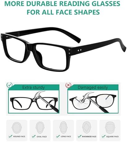 Eyekepper Vintage Reading Glasses for Men - 5 Pack Classic Readers with Spring Hinges +1.75