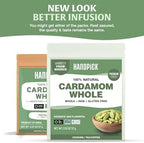 HANDPICK Green Cardamom Pods (57g / 2oz) Large size Green Elaichi | Pure, Non-GMO, Gluten Free | 100% Raw from India | Resealable Zip Lock Pouch