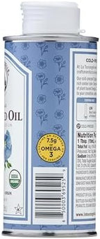 La Tourangelle, Organic Flaxseed Oil, Essential Omega-3 to Improve Heart Health, Vegan, Non-GMO, Gluten-Free, Kosher, Cast Iron Seasoning, 8.45 Fl Oz
