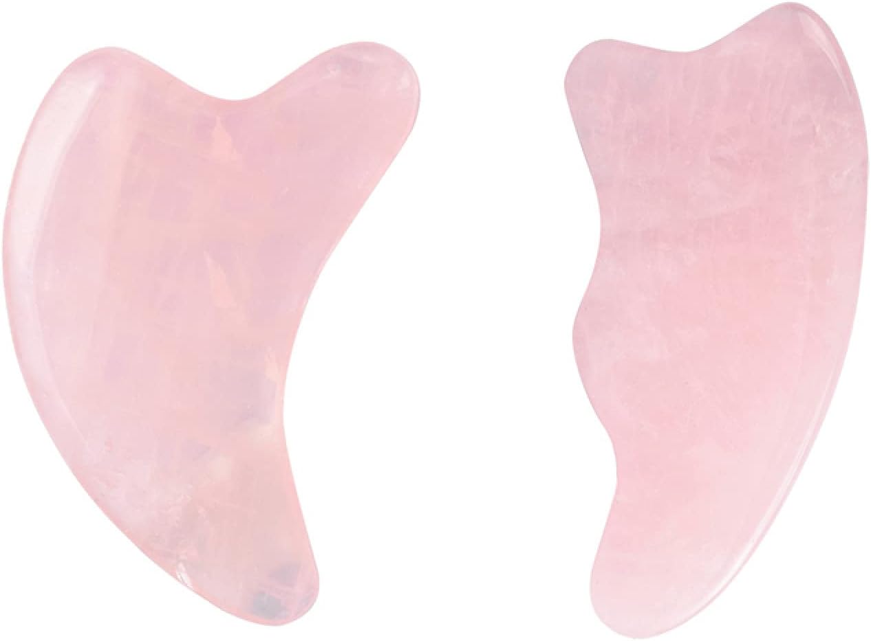 8 Piece Handmade Natural Rose Quartz Scraping Board Scraping Massage Tool Scraping Board GuaSha Facial Tool Set Facial Skin Care,Scraping 2pc