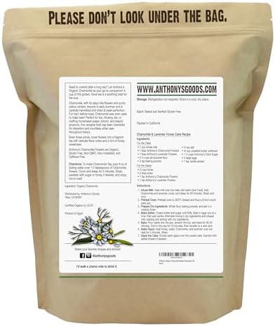 Anthony's Organic Chamomile Flowers, 1 lb, Whole, Loose Leaf, Gluten Free, Non GMO, Non Irradiated