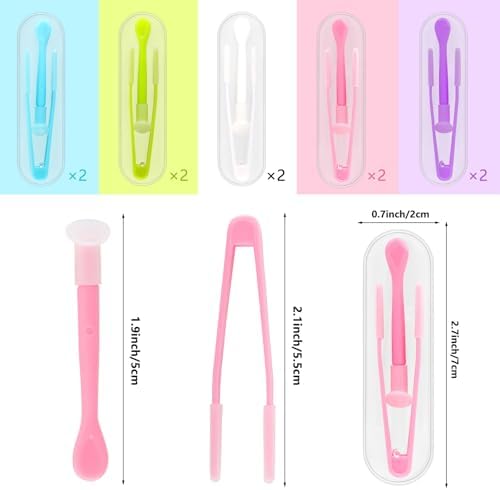 10 Pack Colorful Contact Lens Remover Tool Case Set Portable Tweezer Stick with Soft Tip Insert Set for Hard Soft Lenses