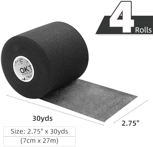 OK TAPE Pre Wrap Tape (4-Rolls, 120 Yards) - Athletic Foam Underwrap for Sports, Protect for Ankles Wrists Hands and Knees, 2.75 Inches - Black