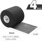 OK TAPE Pre Wrap Tape (4-Rolls, 120 Yards) - Athletic Foam Underwrap for Sports, Protect for Ankles Wrists Hands and Knees, 2.75 Inches - Black