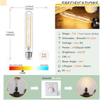 Tubular Light Bulb 7.3 Inch Dimmable T10 LED Bulb E26 6W 60 Watts Edison Bulbs 2700K Solf White,185mm Long for Wall Sconces, Pendant, Livingroom, 4-Pack