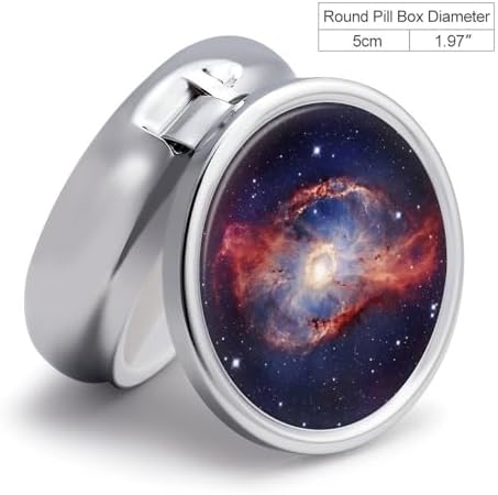 Universe Milky Way Galaxy Pill Organizer Portable Metal Round Pill Box with 3 Compartments Exquisite Unique Small Pill Case Travel Pill Container Medicine Organizer Box for Adult & Gift