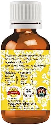 dève herbes Rosehip Oil (Rosa rubiginosa) | Cold Pressed | Pure | Natural | Undiluted | For Diluting Essential oils | For Skin & Massage | Non-Sticky| Lightweight| Men & Women | 10ml (0.33 oz)