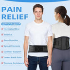 Back Brace for Lower Back Pain Relief - Adjustable Breathable Lumbar Support Belt with 6 Reinforced Steel Stays for Men & Women, Sciatica, Herniated Disc, Scoliosis & Muscle Support (Black, X-Large)