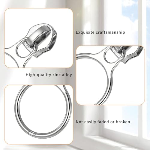 20 Pcs Zipper Pulls #5 Zinc Alloy #5 Silver Ring Star Zipper Head Small Fashion Coil Zippers Puller Metal Zippers Sliders for Luggages Purses Bags Clothes Shoes