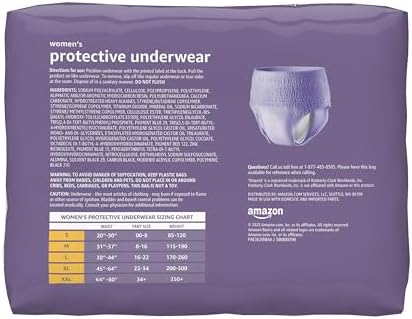 Amazon Basics Maximum Absorbency Incontinence Underwear for Women, Disposable Postpartum, Bladder Leak Protection, Odor Control, Soft, Medium, Lavender, 60 Count (3 Packs of 20)