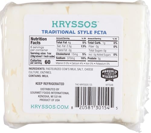 Kryssos Traditional Feta Cheese, 8 oz