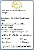 Ghasitaram Gifts Indian Sweets - Diwali Gifts Diwali Sweet - Kaju Katli and Palak Potato Chips Hamper