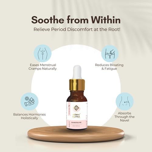 Nabhi Sutra Periodic Assistance Belly Button Oil for Menstrual Cramp Relief with Ginger Oil, Castor Oil & Lavender – Natural Ayurvedic Period Pain Massage Oil for Women’s Comfort & Mood – 15ml