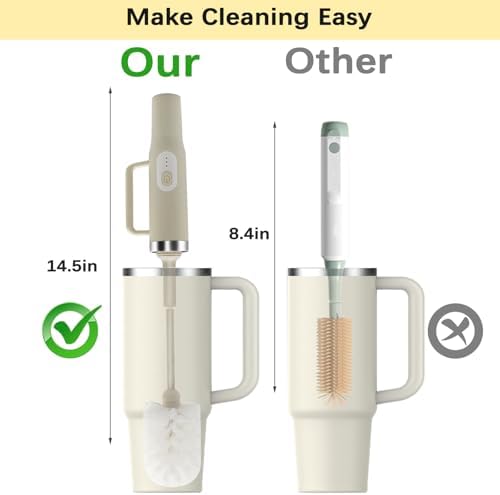5-in-1 Long Handle Electric Bottle Brush Cleaner and Straw Cleaning Brush with Removable Brush Head, Multi-Function Rechargeable,for Stanley Cups, Baby Bottles, Pacifiers, Coffee Cups, Sports Bottles