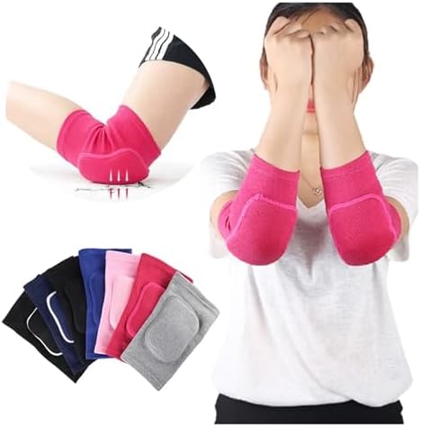 Elastic Elbow Pads Thickened Sponge Elbow Knee Protectors Guard Basketball Volleyball Sport Arm Sleeve Pad(2pcs Rose red,M)