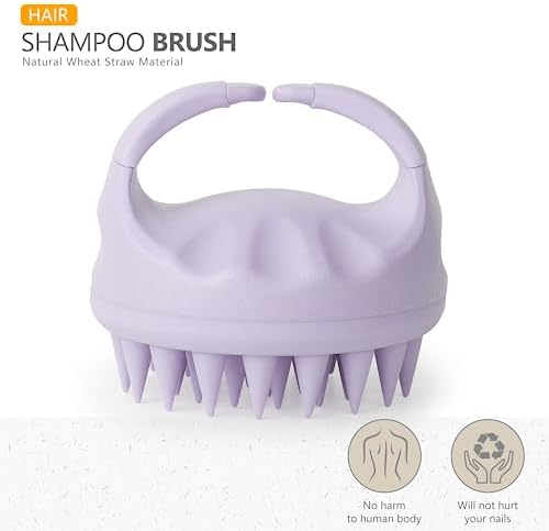 Sndyi Scalp Massager Shampoo Brush, Scalp Scrubber with Soft Silicone Bristles, Scalp Exfoliator for Dandruff Removal, Scalp Massager for Hair Growth, Wet Dry Hair Brush for Scalp Care, Taro Purple