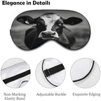 Black White Cow Face Sleeping Mask for Men Women,Sleep Masks with Adjustable Elastic Strap for Travel,Blackout Eye Mask for Pressure-Free & Sleeping Light Blocking