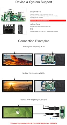 9.3inch IPS HDMI 1600×600 Capacitive Touch Display LCD Panel Monitor for Raspberry Pi 5/4B/3B/Zero/Zero W/Zero 2W/Pico/Pico W/Pico WH Jetson Nano PC Windows 11/10 / 8.1/8 / 7