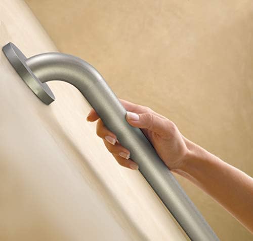 Moen LR8942P Bathroom Safety 24-Inch Stainless Steel Bathroom Grab Bar with Textured Grip, Peened