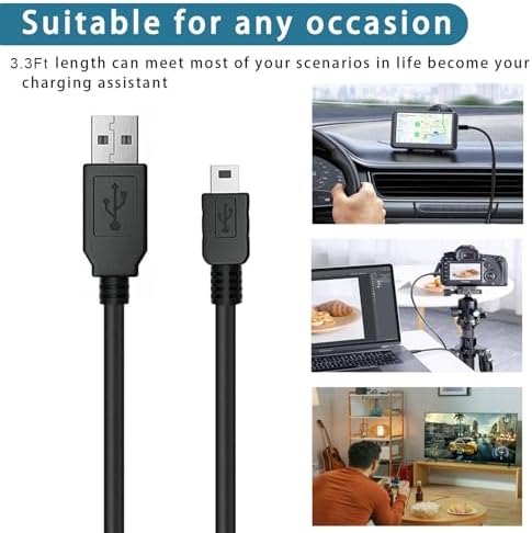 3FT Charger Cable Cord for OneTouch Verio IQ Blood Glucose Monitoring System Meter(Not for OneTouch Verio Flex Models), PS3 Controller, MP3, Dash Cam, Garmin GPS USB A to Mini-b Data Transfer Cable