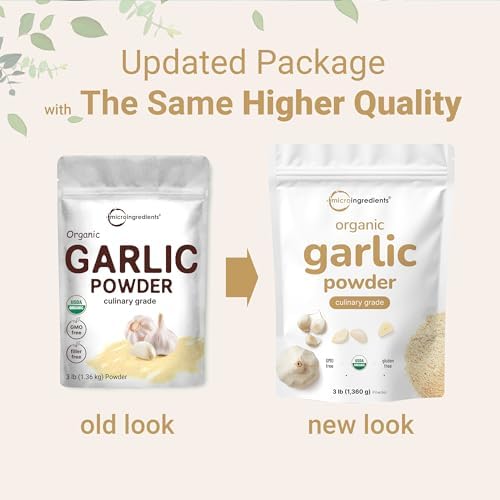 Organic Garlic Powder, 3 lb | Premium Raw Allium Sativum Bulb | Pungent & Savory Flavor | Great for Meats, Vegetables & Spice Mixes | Additive Free, Non-GMO, Bulk Supply