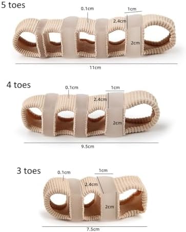 Toe Separator Sleeves, 1 Pair Soft Breathable Overlapping Toes Straightener Sleeves with Gel Toe Spacer Cushion, Big Toe Corrector Hammer Bunion Toe Separators for Toe Alignment Foot Relief (5 Toes)