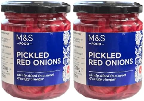Pickled Red Onions, 260g, Sweet & Tangy Vinegar, Mild Chilli, Vegan, Polish Origin, Ready to Eat (2 Pack)